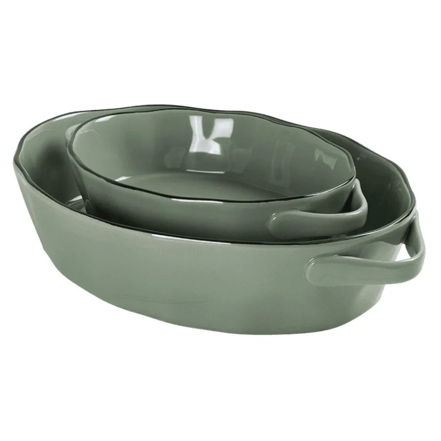 Fat>SEASONS Fall Collection Ildfaste Former Oval 2pk 30cm/40cm Grønn
