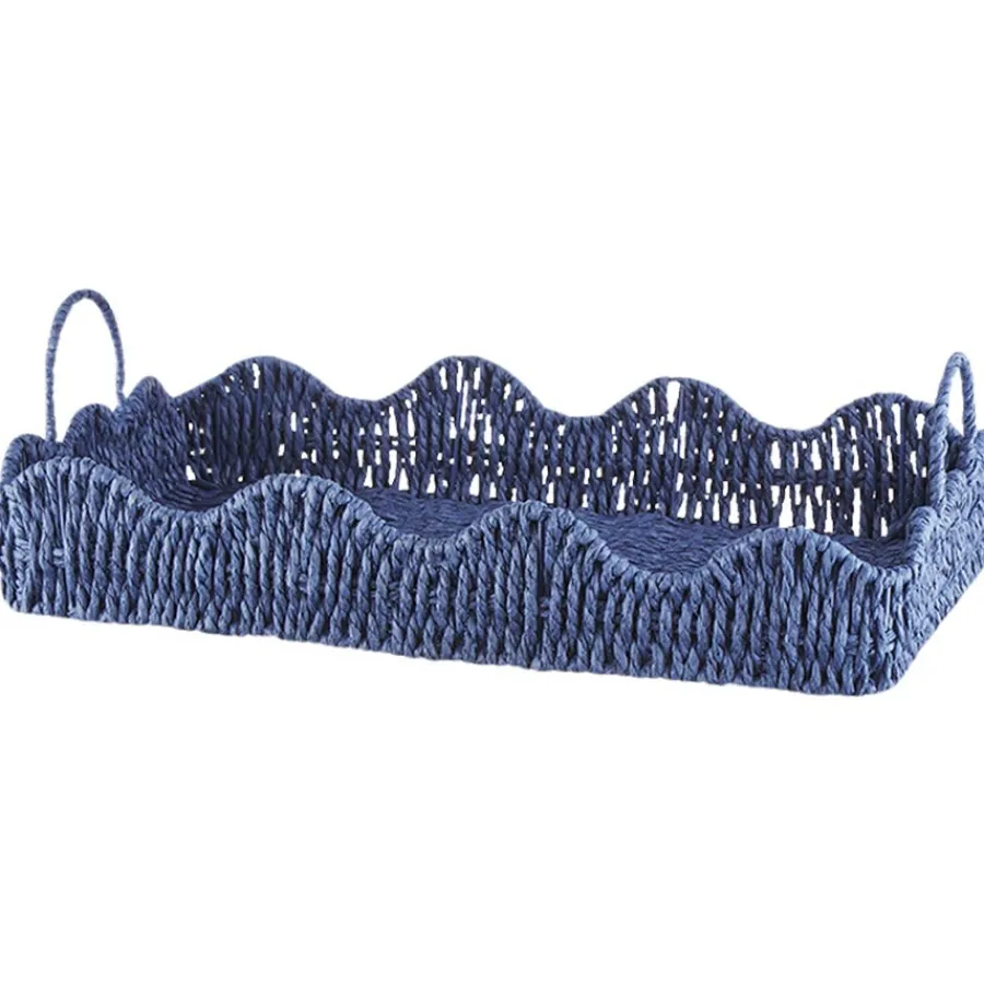 Fat>SEASONS Summer Collection Kurv Bølge Bambus 41cm Blå