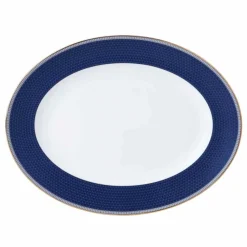 Fat>WEDGWOOD Hibiscus Ovalt Fat 35cm Blå